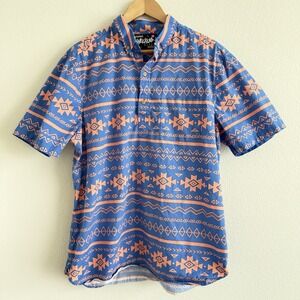 Chubbies Weekend Wear Casual Shirt Mens XXL Blue Aztec Short Sleeve Vacation